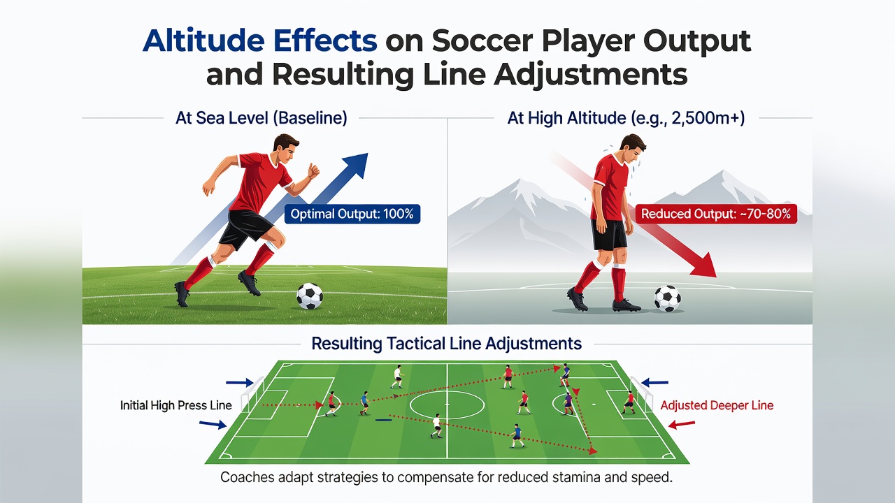 Soccer players competing at high altitude showing physical exertion