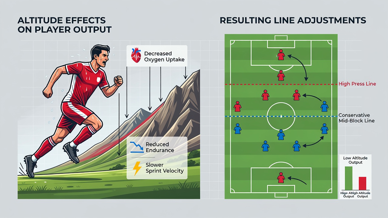 Coaches reviewing tactical adjustments during a high-altitude soccer match
