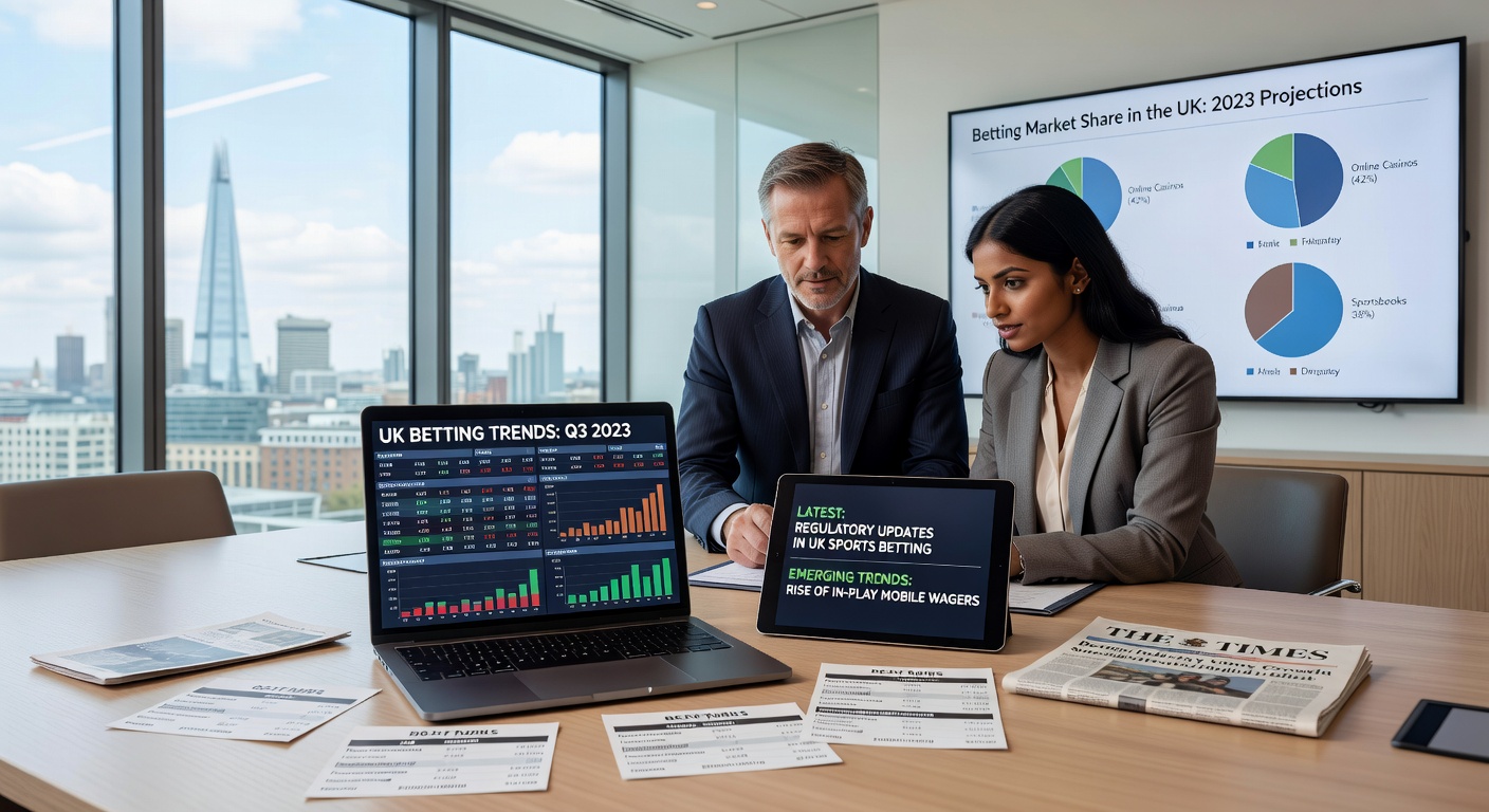 Infographic displaying key UK sports betting statistics including participation rates and gross gambling yield for 2026