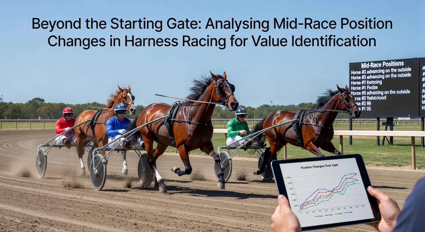 Close-up view of sulky drivers adjusting positions during a harness race curve