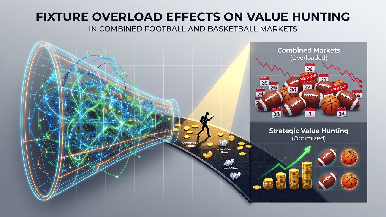 Visual representation of congested football and basketball fixture schedules affecting betting markets
