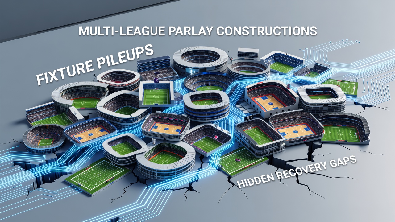 Visual representation of congested sports fixtures across multiple leagues impacting parlay betting strategies