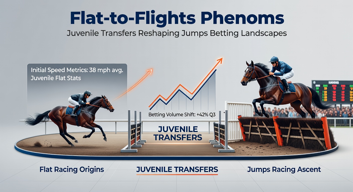 Trainer and jockey discussing strategy beside a juvenile horse in a stable yard, with jumps gear visible in the foreground