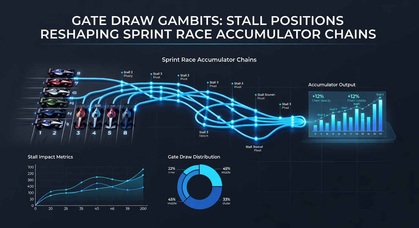 Close-up of a starting gate malfunction in a high-speed sprint, with horses jostling from varied stall positions amid dust and determination
