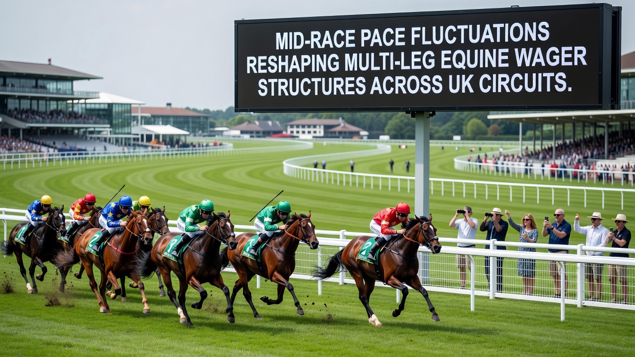 Jockeys and horses in a mid-race battle on an all-weather UK track highlighting pace changes