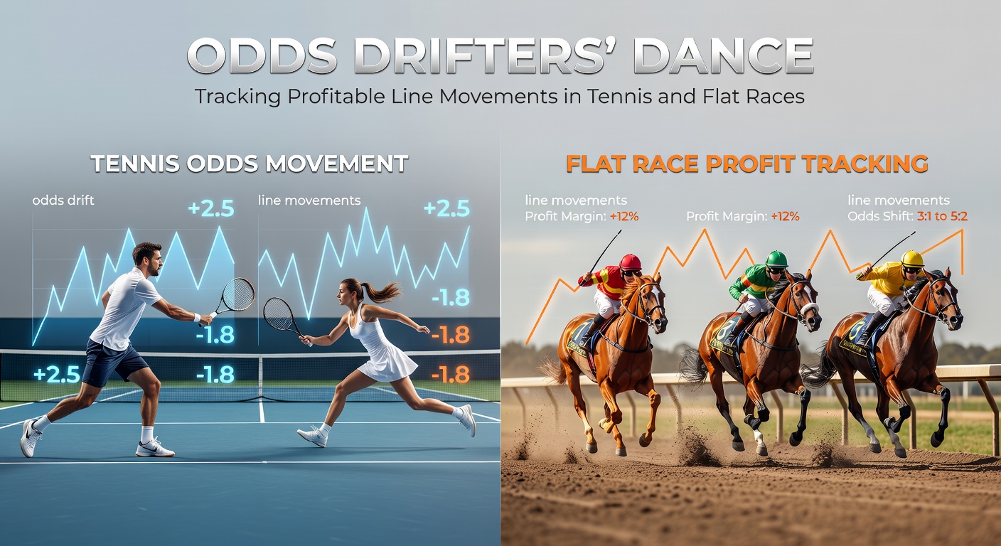 Graph showing odds drifting in a tennis match overlaid with a flat race betting line movement
