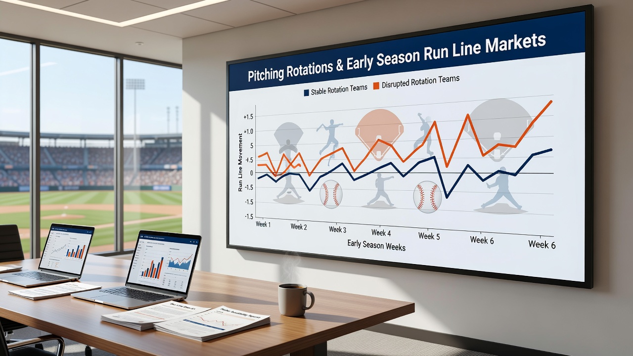Betting market line movement chart tracking early season MLB run lines